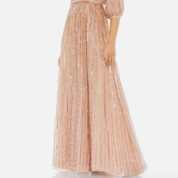 MAC DUGGAL 5509 BISHOP SLEEVE A-LINE APRICOT GOWN sz 12 - Picture 4 of 5